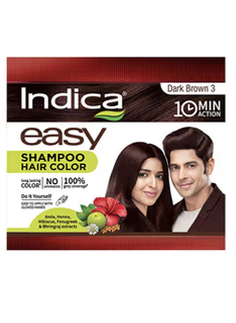 Indica Easy 10 Minutes Shampoo Hair Color Dark Brown,20.5 ml - Image 1