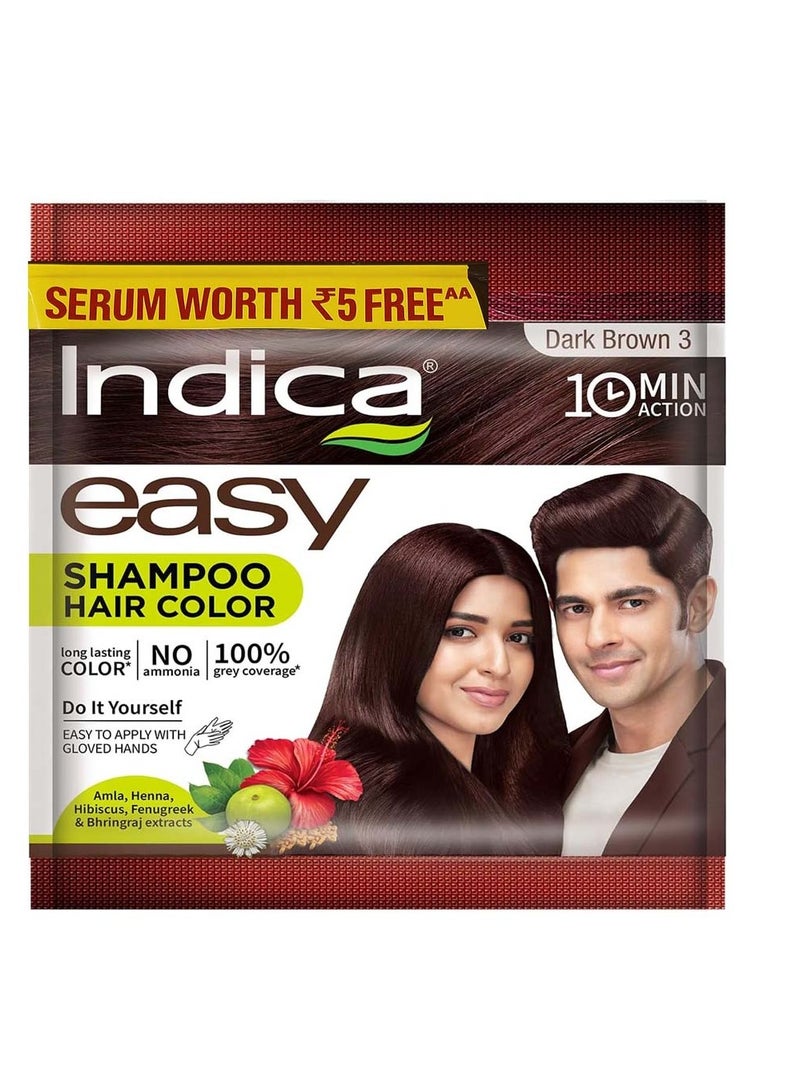 Indica Easy 10 Minutes Shampoo Hair Color Dark Brown,20.5 ml - Image 2