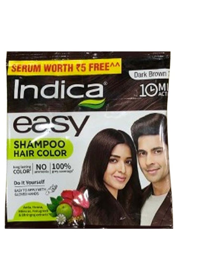 Indica Easy 10 Minutes Shampoo Hair Color Dark Brown,20.5 ml - Image 3
