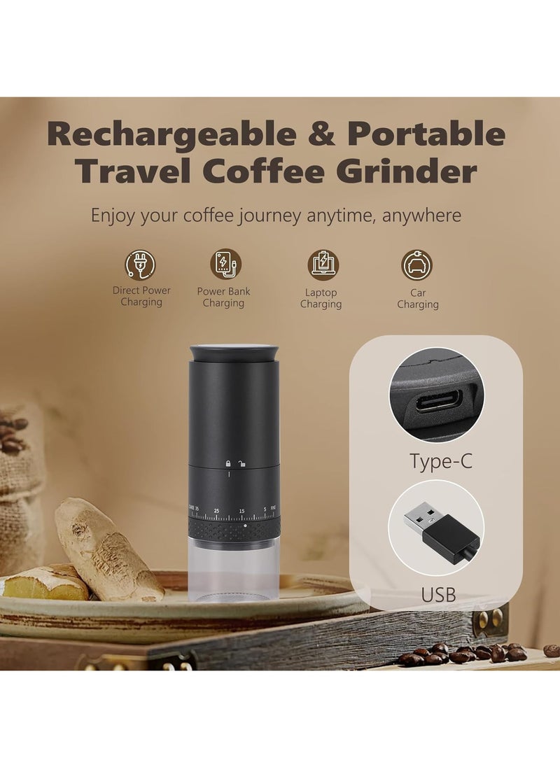 AMINAC Coffee Grinder, Portable Coffee Maker with 38 Adjustable Settings, LCD Screen, USB Charging & Clean Brush, Coffee Grinder Electric for Espresso, Home, Pour Over, French Press, Travel  - Image 2