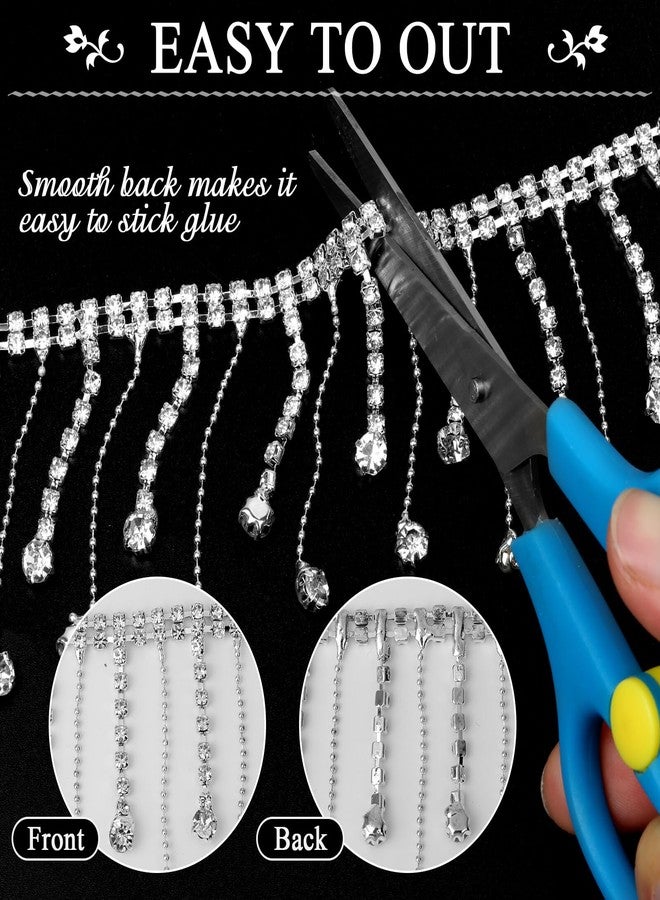 Tetutor 3 Yard Rhinestone Trim Fringe with B7000 Glue, Irregular Rhinestone Fringe Belt Rhinestone Tassel, Sparkle Diamond Fringe Rhinestone Ribbon Tassel Chain for DIY Clothing Wedding Decoration - Image 5