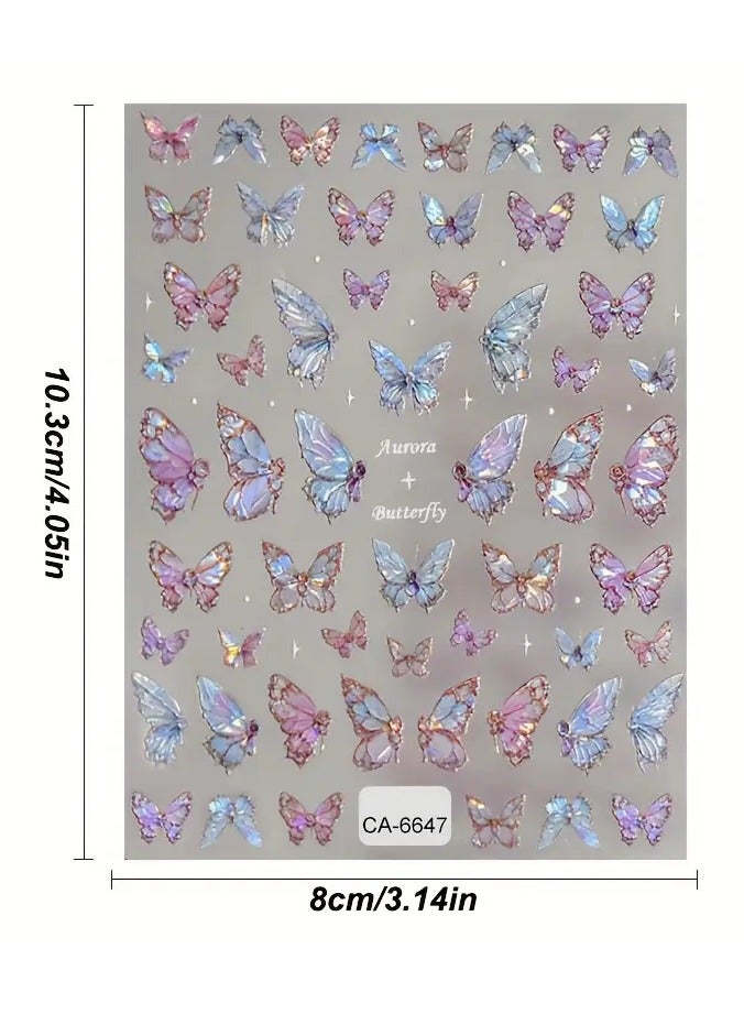 LANGMANNI ملصقات أظافر فراشة لامعة 5D - ذاتية اللصق، ملصقات مضادة للحساسية لتزيين الأظافر والقدمين DIY - Image 3