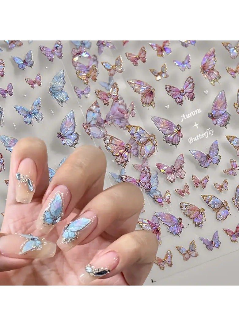LANGMANNI ملصقات أظافر فراشة لامعة 5D - ذاتية اللصق، ملصقات مضادة للحساسية لتزيين الأظافر والقدمين DIY - Image 4