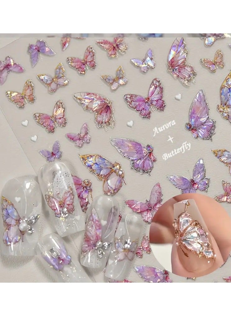 LANGMANNI ملصقات أظافر فراشة لامعة 5D - ذاتية اللصق، ملصقات مضادة للحساسية لتزيين الأظافر والقدمين DIY - Image 5