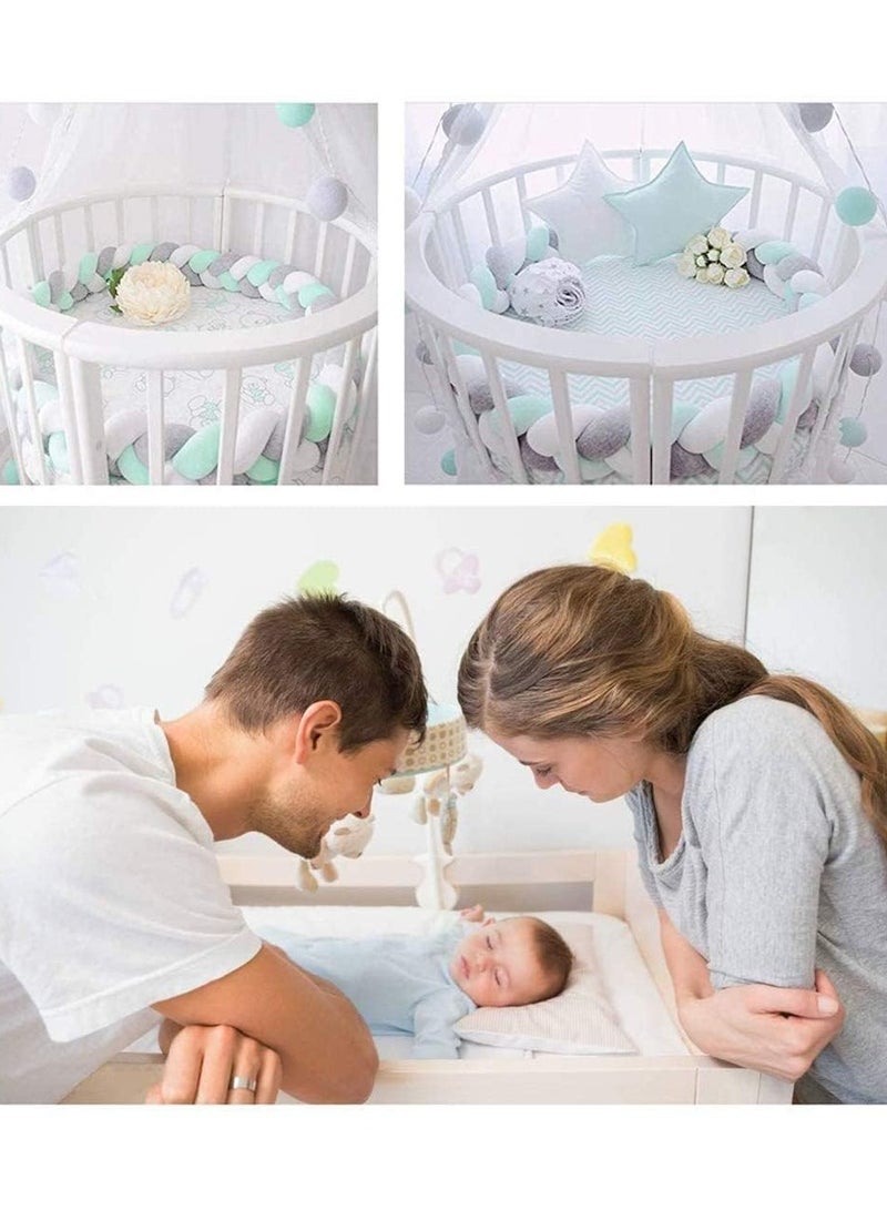 يونيكبيبي حاجز سرير أطفال مضفر، وسادة سرير ناعمة محبوكة يدويًا، بطانة سرير آمنة ومريحة، تصميم مجدول، وسادة حضانة، حاجز حماية مضاد للتصادم، 2 متر - Image 3