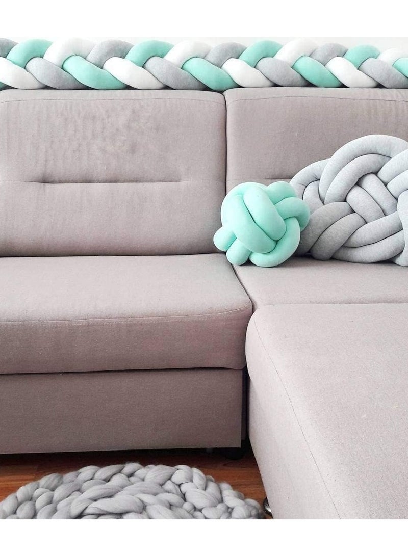 يونيكبيبي حاجز سرير أطفال مضفر، وسادة سرير ناعمة محبوكة يدويًا، بطانة سرير آمنة ومريحة، تصميم مجدول، وسادة حضانة، حاجز حماية مضاد للتصادم، 2 متر - Image 5