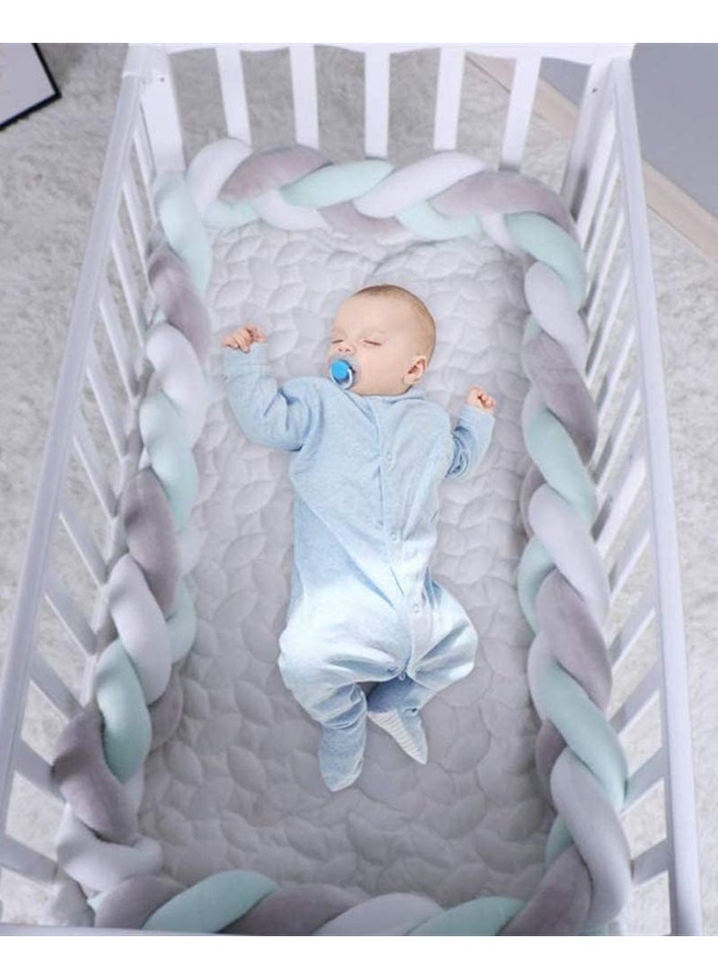 يونيكبيبي حاجز سرير أطفال مضفر، وسادة سرير ناعمة محبوكة يدويًا، بطانة سرير آمنة ومريحة، تصميم مجدول، وسادة حضانة، حاجز حماية مضاد للتصادم، 2 متر - Image 2