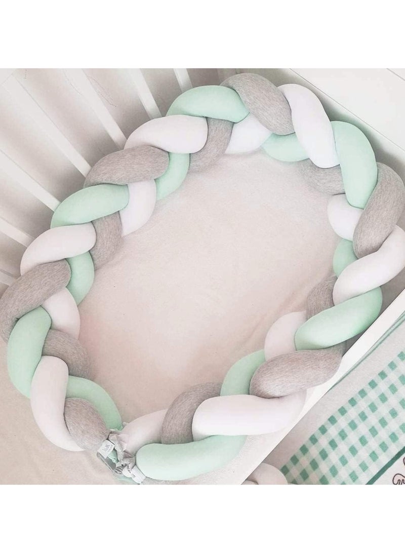 يونيكبيبي حاجز سرير أطفال مضفر، وسادة سرير ناعمة محبوكة يدويًا، بطانة سرير آمنة ومريحة، تصميم مجدول، وسادة حضانة، حاجز حماية مضاد للتصادم، 2 متر - Image 1