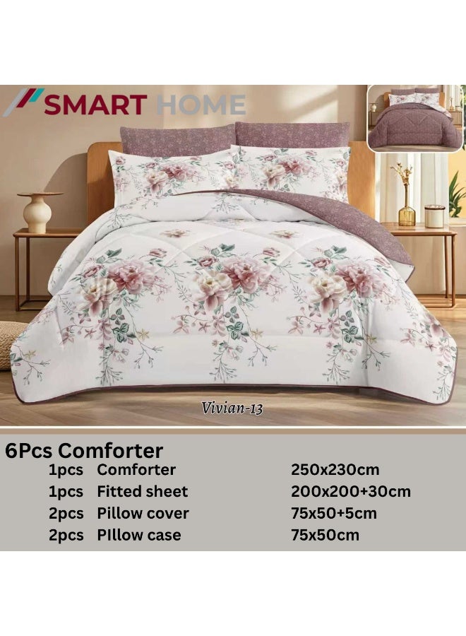 SMART HOME Luxury Hotel Bedding Set – 6-Piece Duvet Cover Set – Bedding Set Includes: Duvet Cover with Filling, Fitted Sheet, 2 Pillowcases, and 2 Square Cushion Covers – Soft and Comfortable Sleeping Set – Duvet Cover Size: 250X230 cm - Image 2