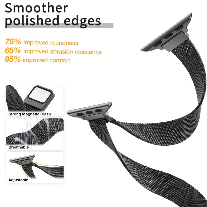 MARGE PLUS Slim Milanese Loop Compatible with Apple Watch Band for women 41mm 40mm 38mm 42mm 46mm 45mm 49mm 44mm, Stainless Steel Magnetic Mesh Strap work on iWatch Bands Series 11 10 9 8 7 6 5 4 3 & SE 3 2 1 - Image 3