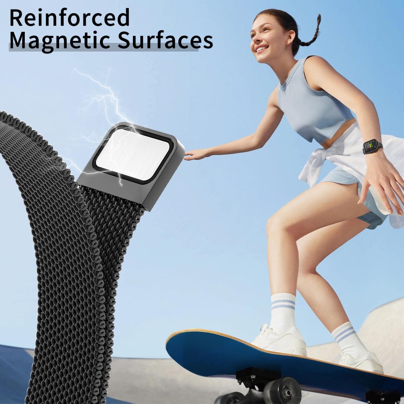 MARGE PLUS Slim Milanese Loop Compatible with Apple Watch Band for women 41mm 40mm 38mm 42mm 46mm 45mm 49mm 44mm, Stainless Steel Magnetic Mesh Strap work on iWatch Bands Series 11 10 9 8 7 6 5 4 3 & SE 3 2 1 - Image 4