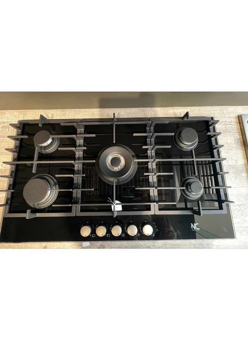 N.C N.C 90 cm stove, 5 gas burners, self-ignition, full safety, Italian black glass FQ90V50ACX  - Image 5