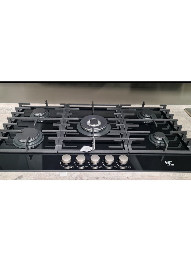 N.C N.C 90 cm stove, 5 gas burners, self-ignition, full safety, Italian black glass FQ90V50ACX  - Image 2