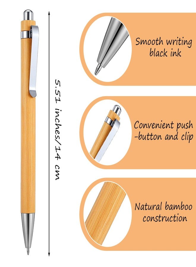 Wanmu 50Pcs Bamboo Pens, Bulk Wooden Pens, Engraving Wooden Ballpoint, Wood Natural Engraving Retractable Pen for Women Men Office Teacher Volunteer - Image 2