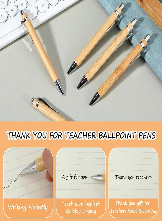 Wanmu 50Pcs Bamboo Pens, Bulk Wooden Pens, Engraving Wooden Ballpoint, Wood Natural Engraving Retractable Pen for Women Men Office Teacher Volunteer - Image 3