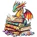 SECOGM Wooden Puzzles for Adults Reading Dragon Wood Puzzles Adult Unique Animal Shape Wooden Jigsaw Puzzles for Adults Birthday Gifts for Puzzle Lovers Family 114 114in 200 Pieces - Image 2