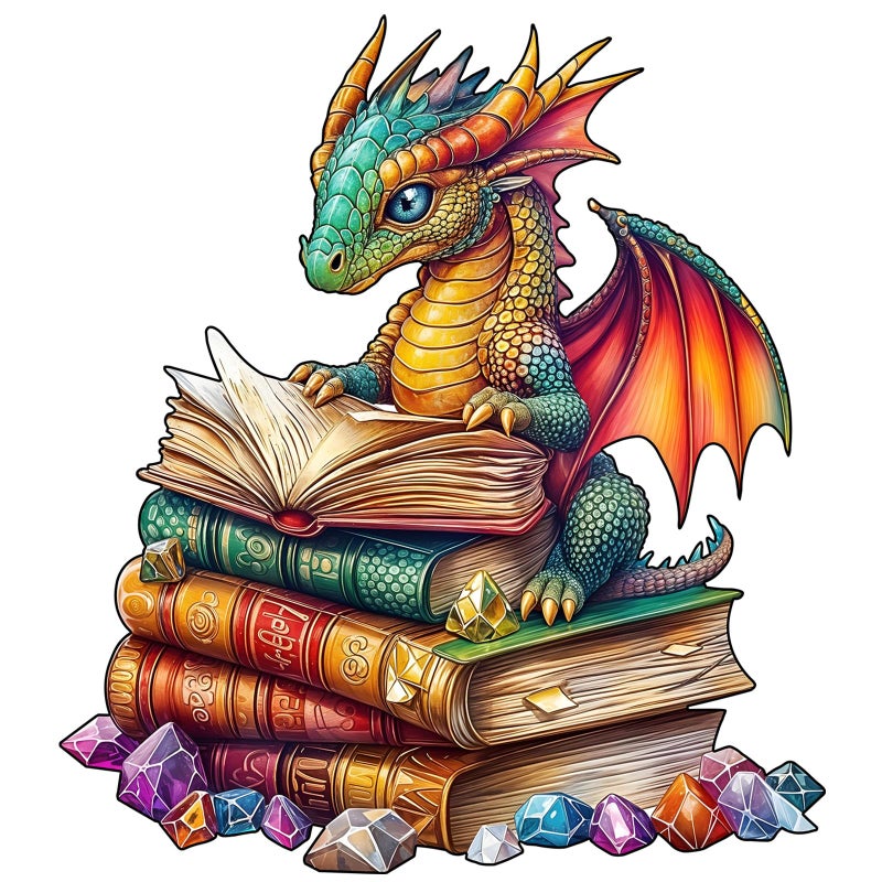 SECOGM Wooden Puzzles for Adults Reading Dragon Wood Puzzles Adult Unique Animal Shape Wooden Jigsaw Puzzles for Adults Birthday Gifts for Puzzle Lovers Family 114 114in 200 Pieces - Image 3