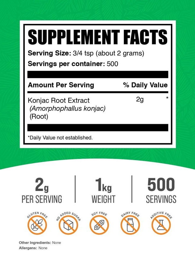 .com Glucomannan Powder - from Konjac Root Extract Powder, Glucomannan Supplements - Gluten Free, 2g per Serving, 1kg (2.2 lbs) (Pack of 1)