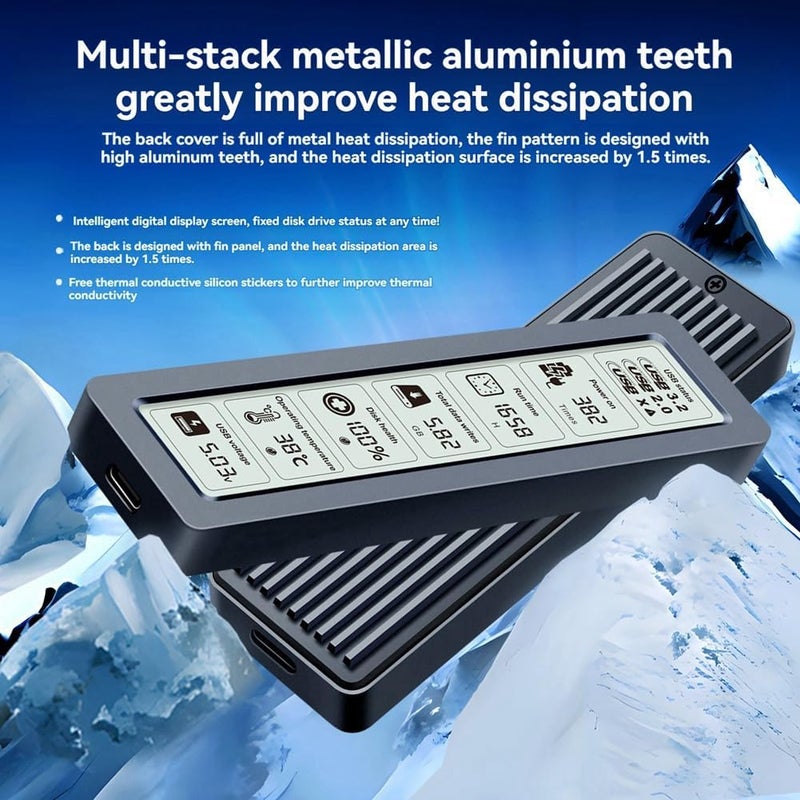 M.2 NVMe SSD aluminum alloy external box USB3.2 Type-C interface 10Gbps high-speed transmission C-C-A two-in-one data cable - Image 4
