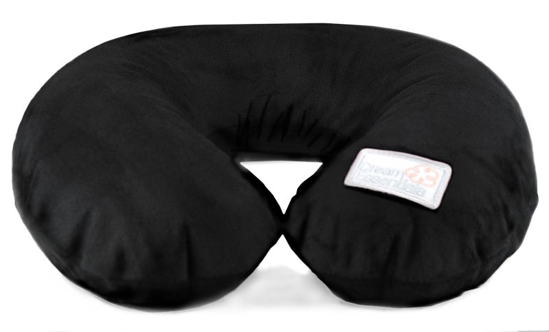 Dream Essentials Wild Essentials Inflatable Travel Neck Pillow UShape with Washable Soft Cover Black 