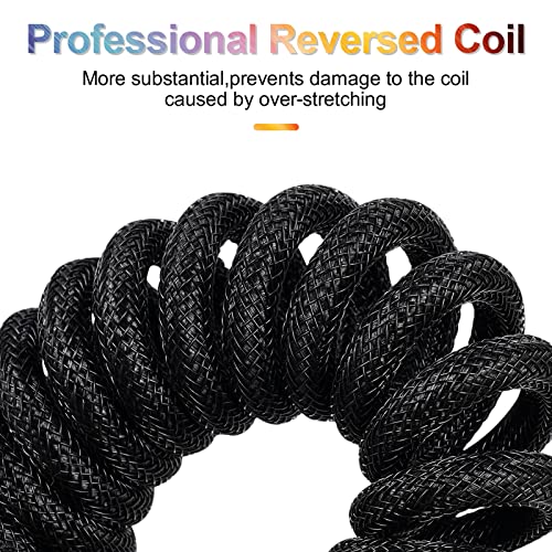 Twozoh USB C Keyboard Coiled Cable, Braided Detachable Aviator Double Sleeve Type C Mechanical Keyboard Cable (White) - Image 2