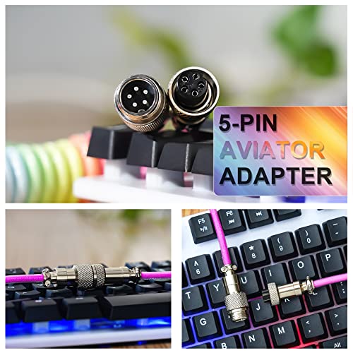 Twozoh USB C Keyboard Coiled Cable, Braided Detachable Aviator Double Sleeve Type C Mechanical Keyboard Cable (White) - Image 3