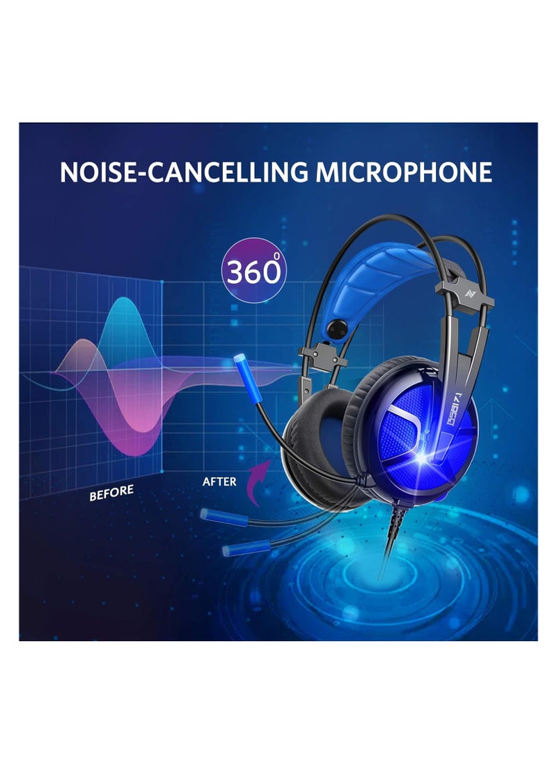 ABKONCORE PC Headset with Dynamic Sensory & Noise-Cancelling Mic, 7.1 Surround Sounds, Mute Controls, LED Light, RGB Light for WFH PC, Laptop, Mac (B581 USB Gaming Headset with 7.1 Surround Sound)  - Image 2