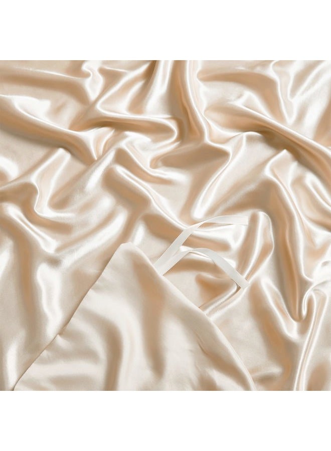 NSGZ 60" x 80" Satin Duvet Cover for Weighted Blanket, Luxury Silky Removable Satin Weighted Blanket Cover with 8 Ties Secure Fastening, Khaki - Image 5