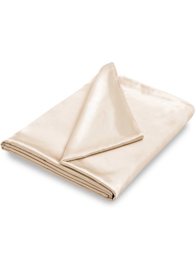 NSGZ 60" x 80" Satin Duvet Cover for Weighted Blanket, Luxury Silky Removable Satin Weighted Blanket Cover with 8 Ties Secure Fastening, Khaki - Image 1