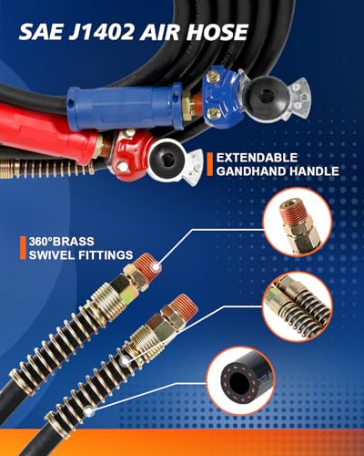 TIROL 12FT Semi Truck Air Lines Kit Air Lines for Semi Truck Trailer Brake Hoses with Gladhands LeakProof Seals Compatible with Freightliner Cascadia Essential for Texas Long Haul - Image 5