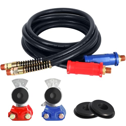 TIROL 12FT Semi Truck Air Lines Kit Air Lines for Semi Truck Trailer Brake Hoses with Gladhands LeakProof Seals Compatible with Freightliner Cascadia Essential for Texas Long Haul - Image 1