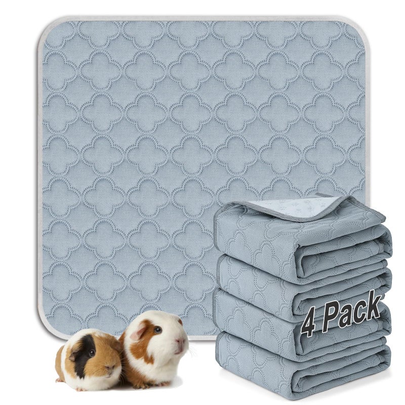 FunFurry Washable Guinea Pig Cage Liner - 4 Pack Reusable Washable Pee Padsï¼ŒWaterproof Guinea Pig Bedding for Small Animal - Rabbit Bunny Hamster Puppy (Light Grey, 12" X 12" - 4 Pack) - Image 1