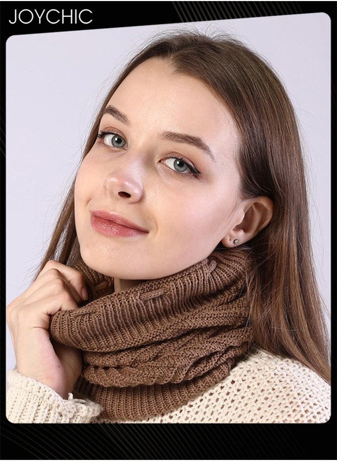 Joychic - Women Winter Slouchy Beanie Outdoor Warm Stocking Hat Thick Knitted Skull Hats Multifunctional Hat for Scarves Mask Khaki - Image 1