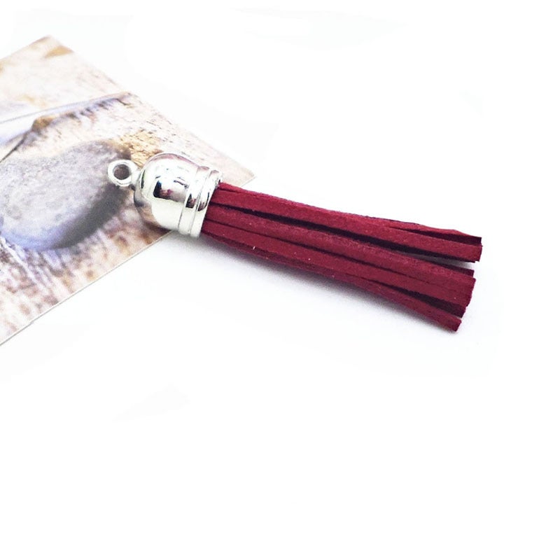 G08 Korean Velvet Long Tassel Bag Hanging Accessories Keychain Small Pendant diy Accessories DIY Accessories G8 wine red