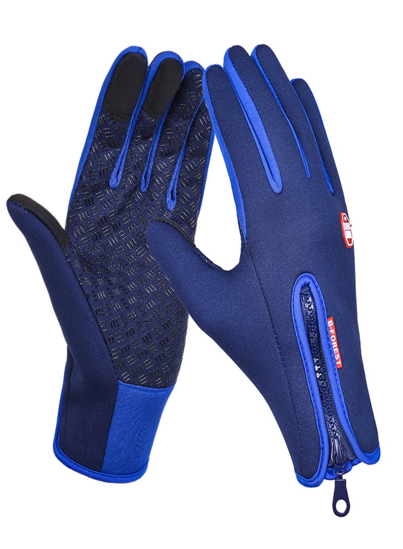 كينسيلور قفازات Kyncilor Glove خارجية شتوية دافئة غير قابلة للانزلاق تعمل باللمس لركوب الدراجات الرياضية، أزرق ملكي (مقاس كبير) - Image 1