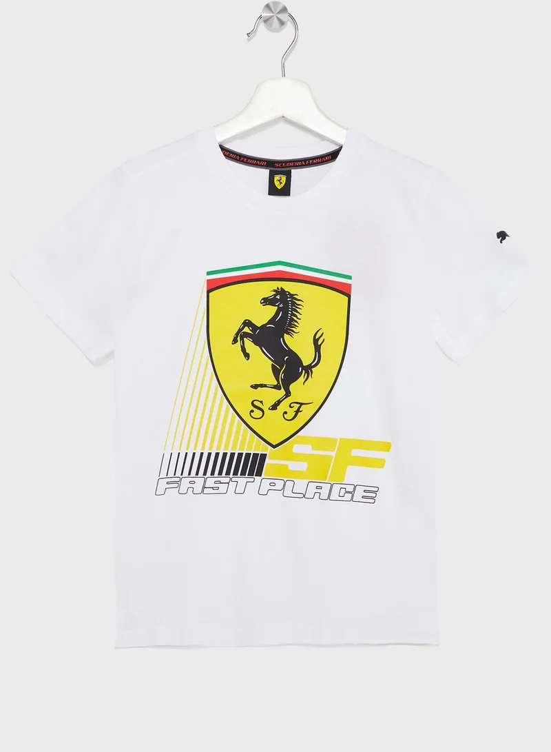 PUMA Kids Ferrari Race Colored  Big Shield T-Shirt