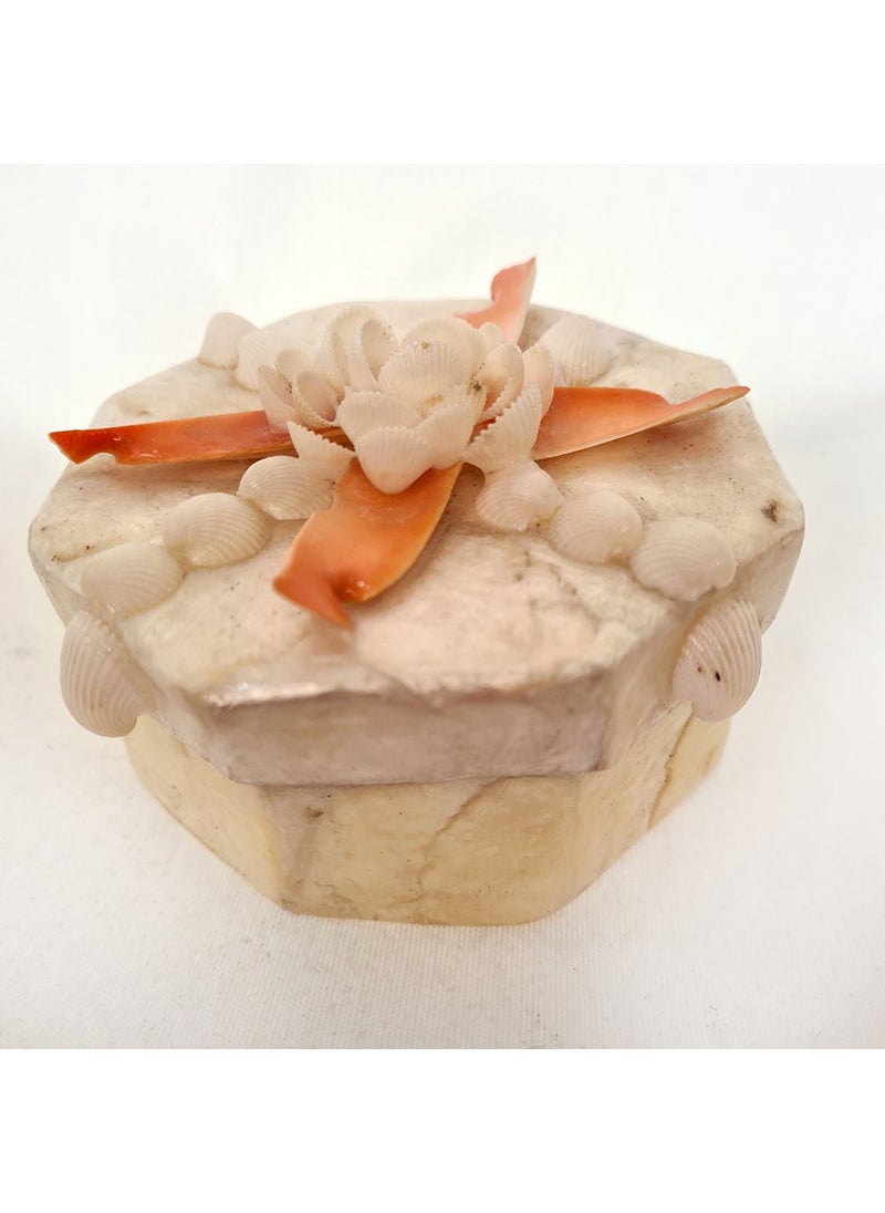 evinizdeki okyanus esintisi turkuaz hediyelik Ocean breeze turquoise gift box for your home Medium Mother of Pearl Hexagonal-Red Lips Box  - Image 1