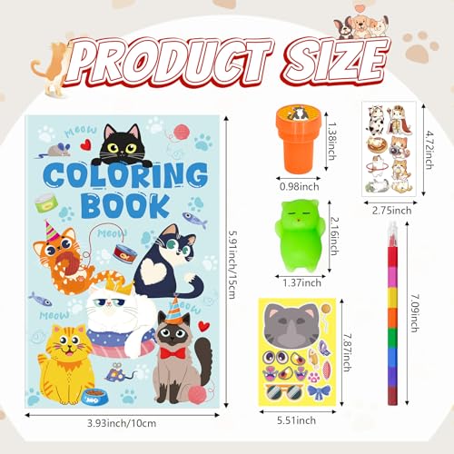 Cinrobiye 72 Pcs Cat Party Favor Set Cat Activities Book Pet Party Coloring Pages Goodie Bag Fillers School Classroom Activity Game Prize Cat Themed Birthday Party Favor Decor - Image 5