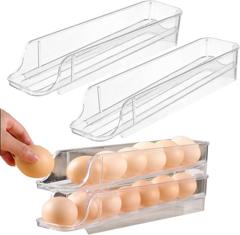 Genaric Stackable Egg Storage Container for Refrigerator, Clear Plastic Organizer, 2-Pack