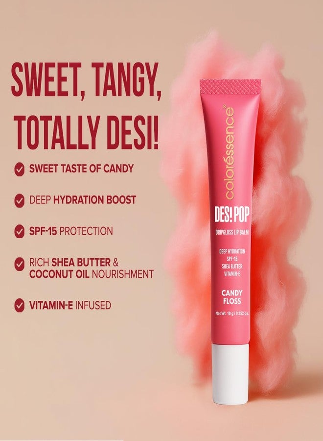 Coloressence Desi Pop DripGloss Lip Balm SPF-15, Candy Floss, 10gm | Lip Gloss Balm for Chapped Dry Pigmented Dark Lips | Deep Hydration | Enriched with Vitamin E, Shea Butter & Coconut Oil - Image 3