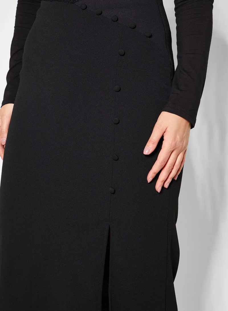 LOST INK Side Split Pencil Midi Skirt