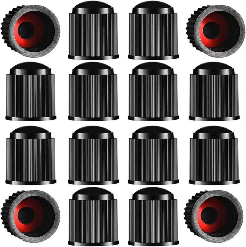 KASTWAVE 24Pcs Tire Valve Stem Caps with Rubber Sealing Ring, Universal Dustproof Waterproof Air Caps Cover for Car, SUV, Truck, Motorbike, Bicycle, Durable Plastic Valve Caps Set (Black) - Image 1