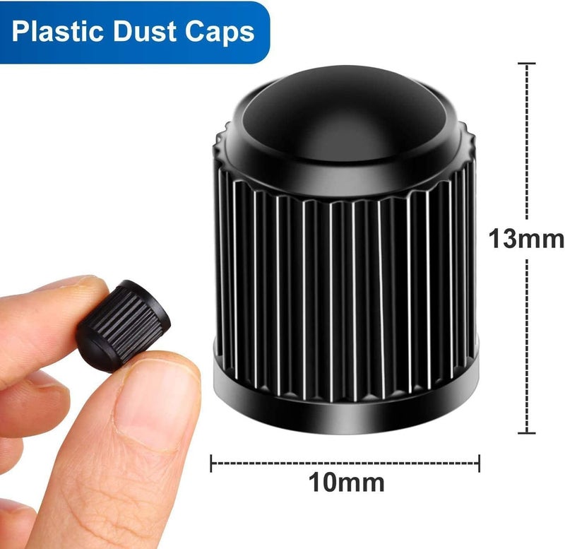 KASTWAVE 24Pcs Tire Valve Stem Caps with Rubber Sealing Ring, Universal Dustproof Waterproof Air Caps Cover for Car, SUV, Truck, Motorbike, Bicycle, Durable Plastic Valve Caps Set (Black) - Image 3