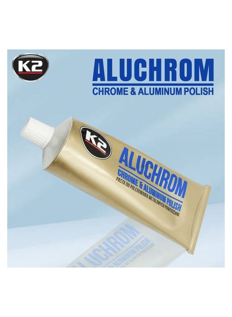 K2 Car Care Product Aluchrome Chrome And Aluminum Polish 120g Renews Shines Preserves Made In EU K003 - Image 1