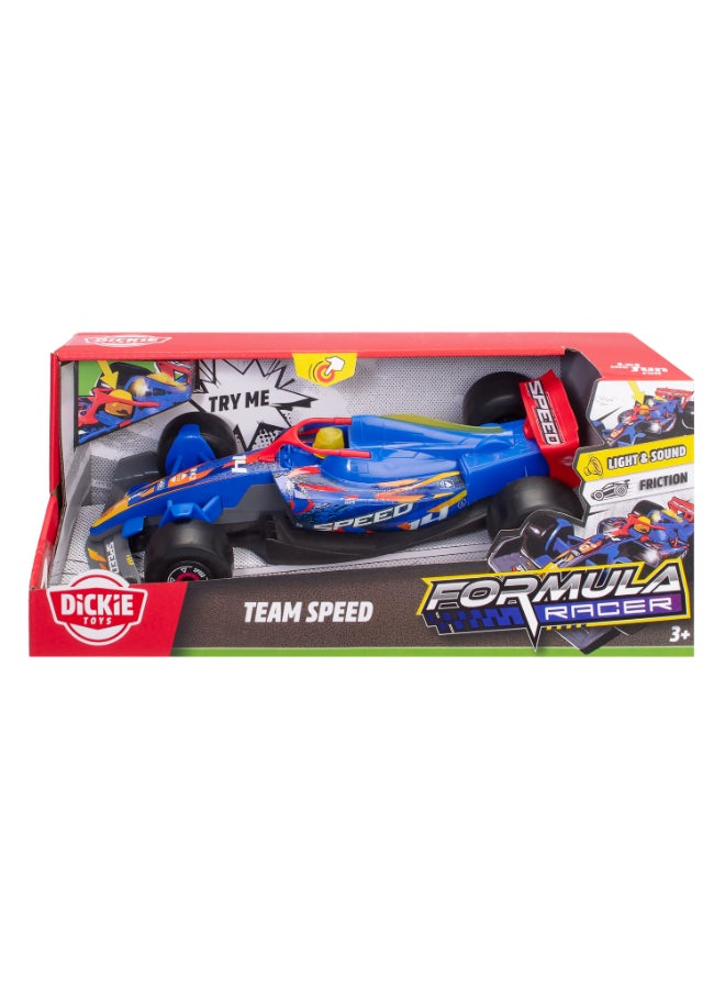 Dickie Toys Formula Racer Team Speed - 1:24 Toy Car with Light & Sound, Friction & Rubber Wheels - 23 cm - Try Me - Image 1