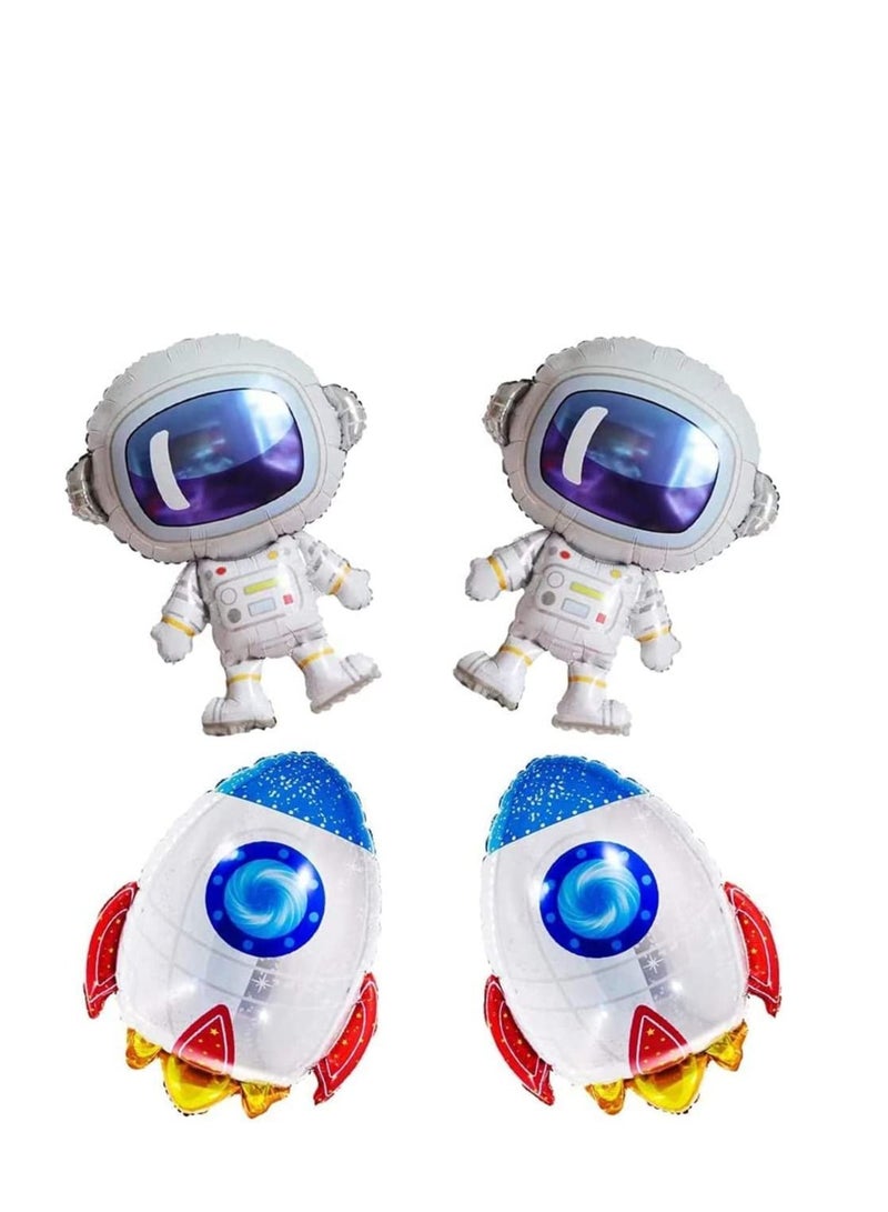 4pcs Lovely Large Size Outer Space Cartoon Balloons Astronaut Balloons Rocket Balloons For Planet Themed Party Supplies Shower Birthday Party - Image 2