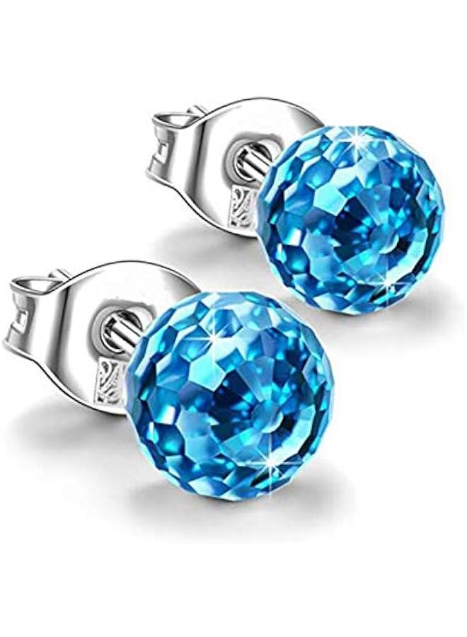 عربست اقراط مرصعة بالماس الصناعي للنساء مطلية بالذهب الابيض عيار 18 قيراط ومرصعة بالزركونيا المكعبة لا تسبب الحساسية من كليرنس اوف سيلز دايلز برايم