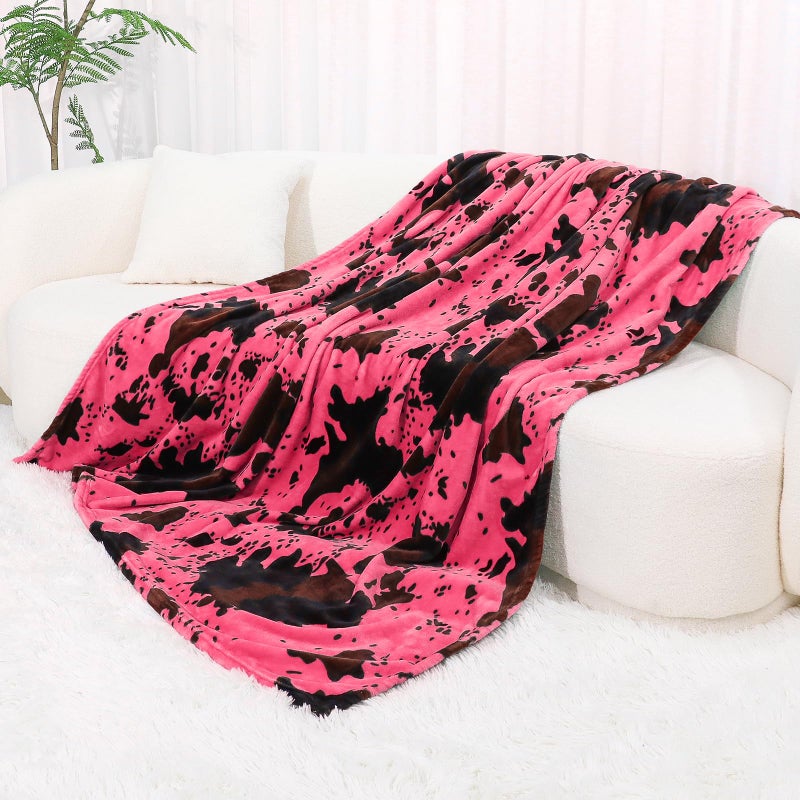 Hot Pink Throw Blanket for Couch Bed Twin Size Strawberry Pink Plush Blanket Lightweight Fuzzy Soft Fleece Bedding Decorative for Bedroom All Season 60x80 inches