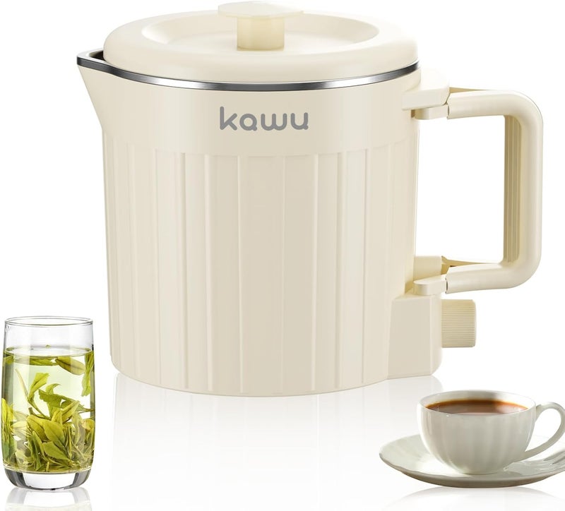  كاو غلاية كهربائية صغيرة KAWU، سعة 800 مل، غلاية شاي محمولة، إبريق شاي كهربائي صغير مع حقيبة تخزين، من الفولاذ المقاوم للصدأ 304، إغلاق تلقائي - Image 1