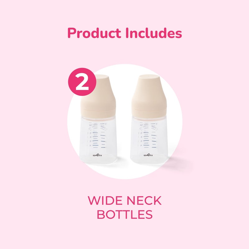 Spectra - Wide Neck Baby Bottles - Compatible with  Breast Milk Pump Flanges (Pack of 2) - Image 2